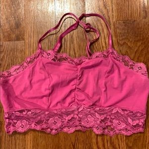Hot Pink Lace Bra-let w/Satin Straps
